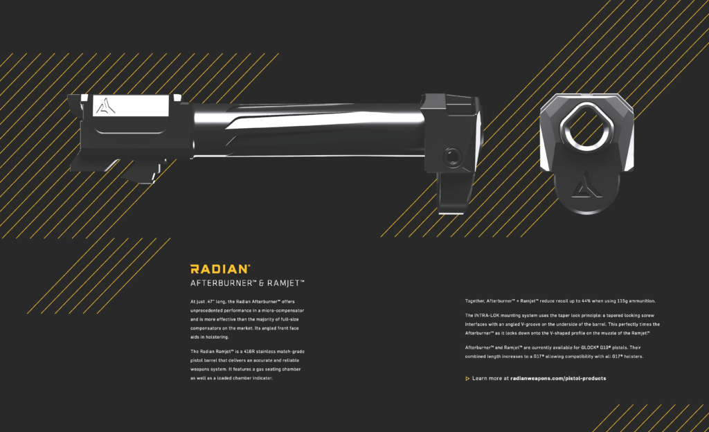 RADIAN The Pistol Evolved AFTERBURNER RAMJET Recoil Advertisement Spread 2 of 2 Lynn Twiss